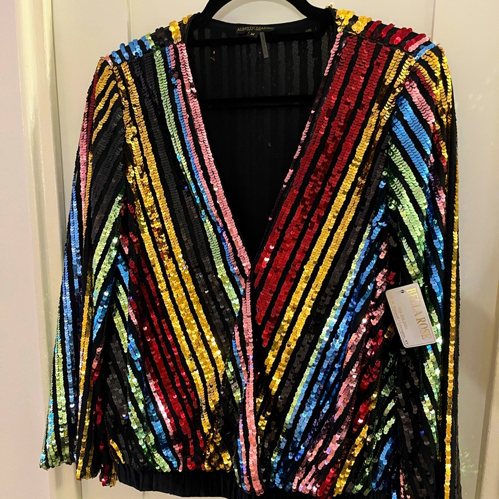 Alberto Makali Rainbow Stripe Sequin Shirt | TAYLOR SWIFT ERAS | CONCERT | DISCO